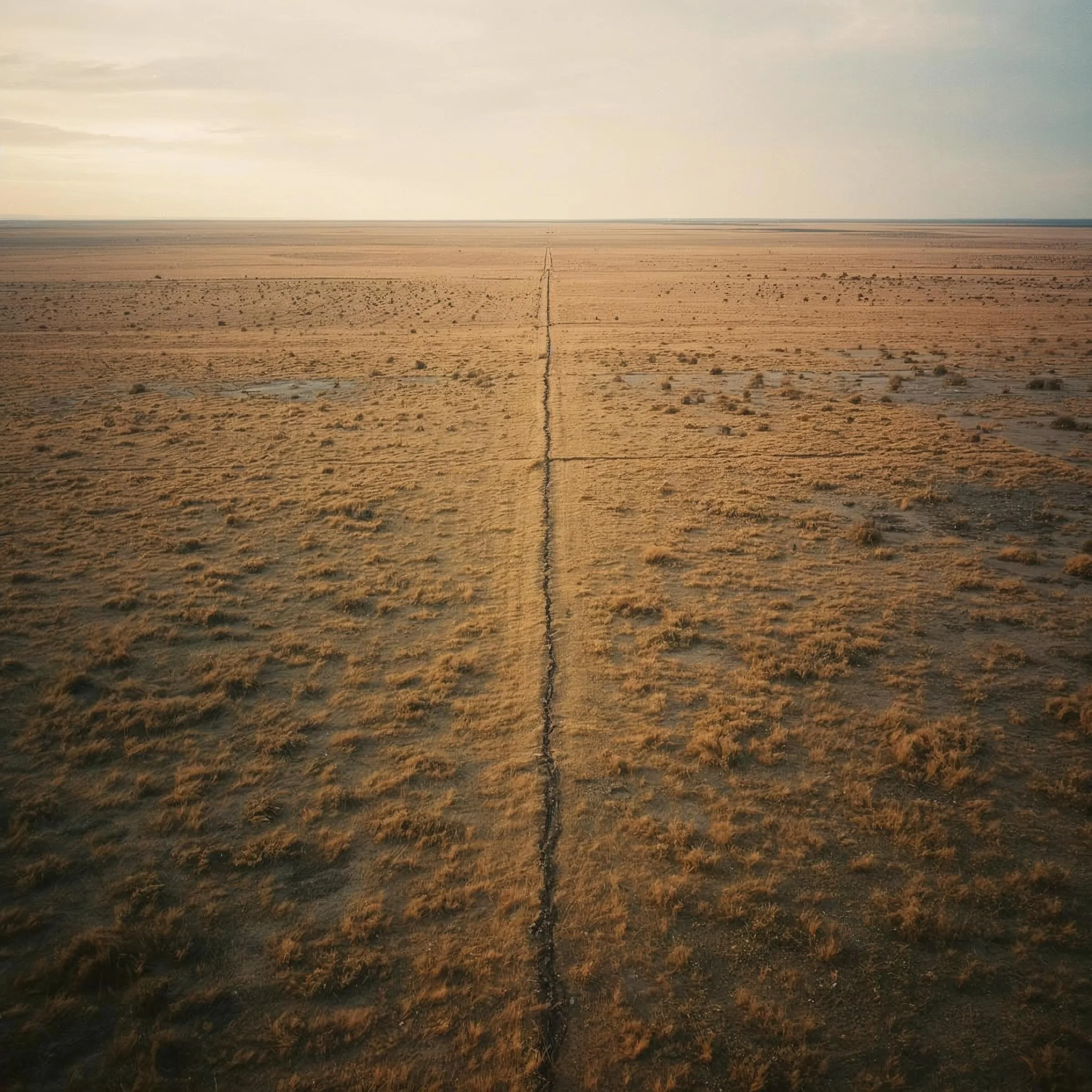 Aerial view of green terrain divided by a narrow path